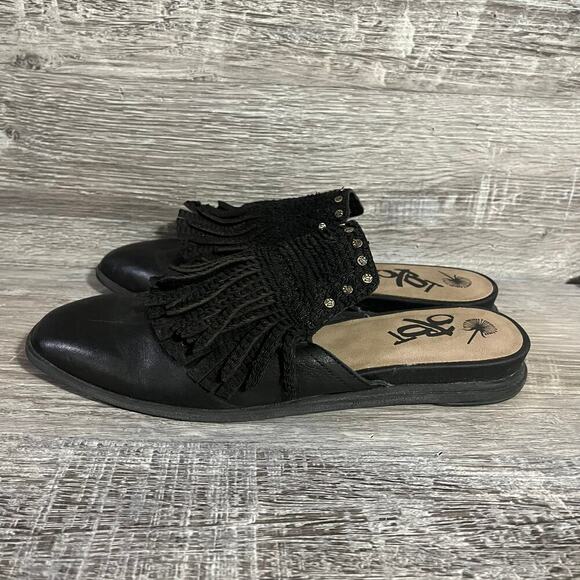 OTBT Womens Black Gleam Leather Mules Loafer Slides Size 8.5M - Picture 5 of 11